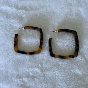 J.Crew Tortoise Shell Geometric Shaped Hoop Earrings
